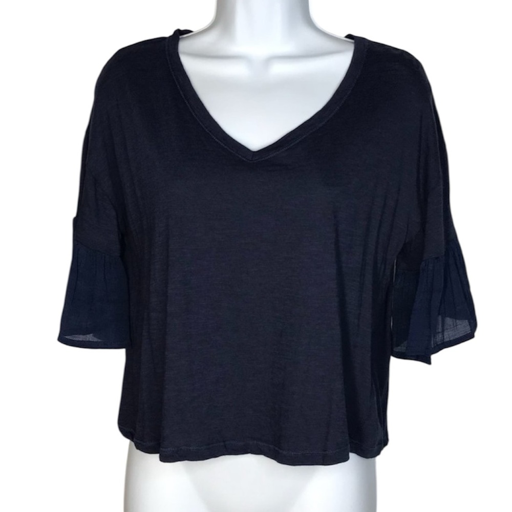 Bobeau Cotton/Modal Crop Top | Navy | MP